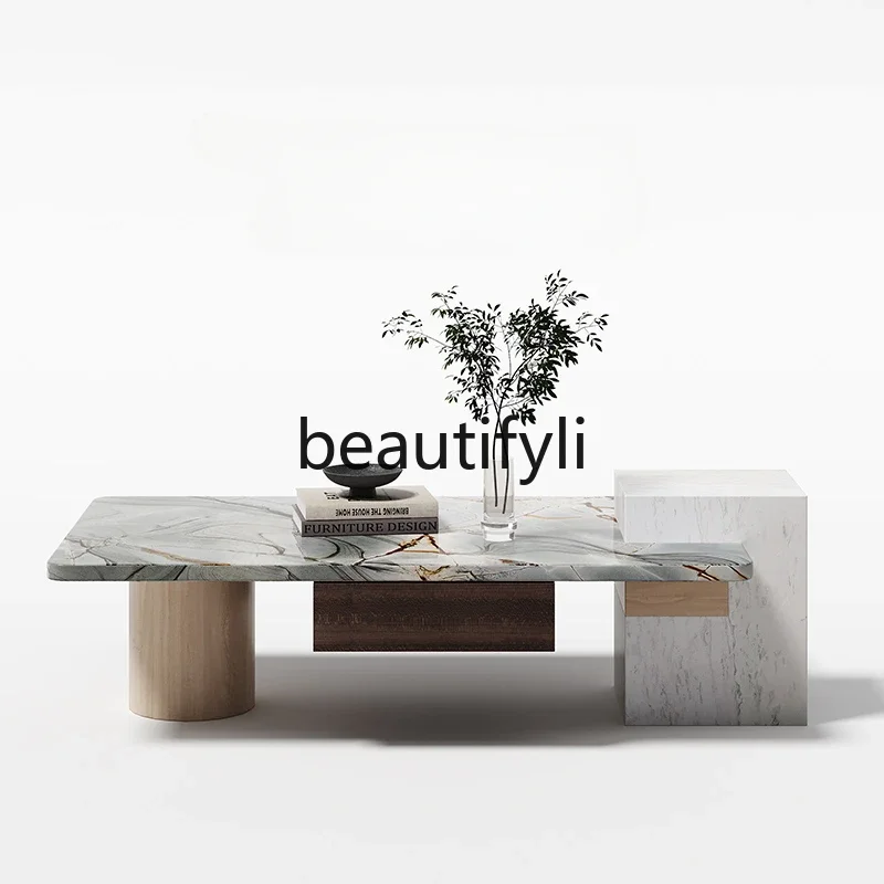 

LXLuxury stone natural marble coffee table Modern simple Italian minimalist villa high-end high-end furniture