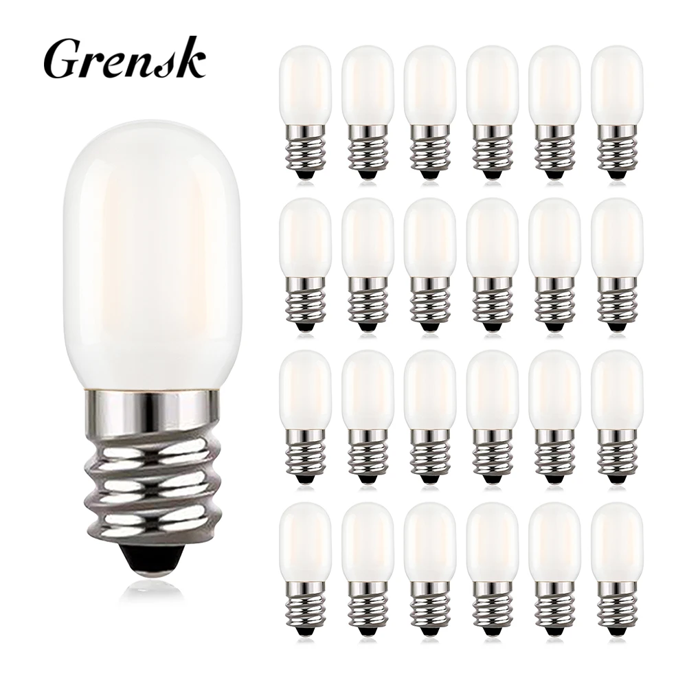 25pcs Dimmable Light Bulbs Vintage E14 220V LED Refrigerator Bulb Frosted T22 1W 2700K 10W Equivalent Mini Night Light Bulbs