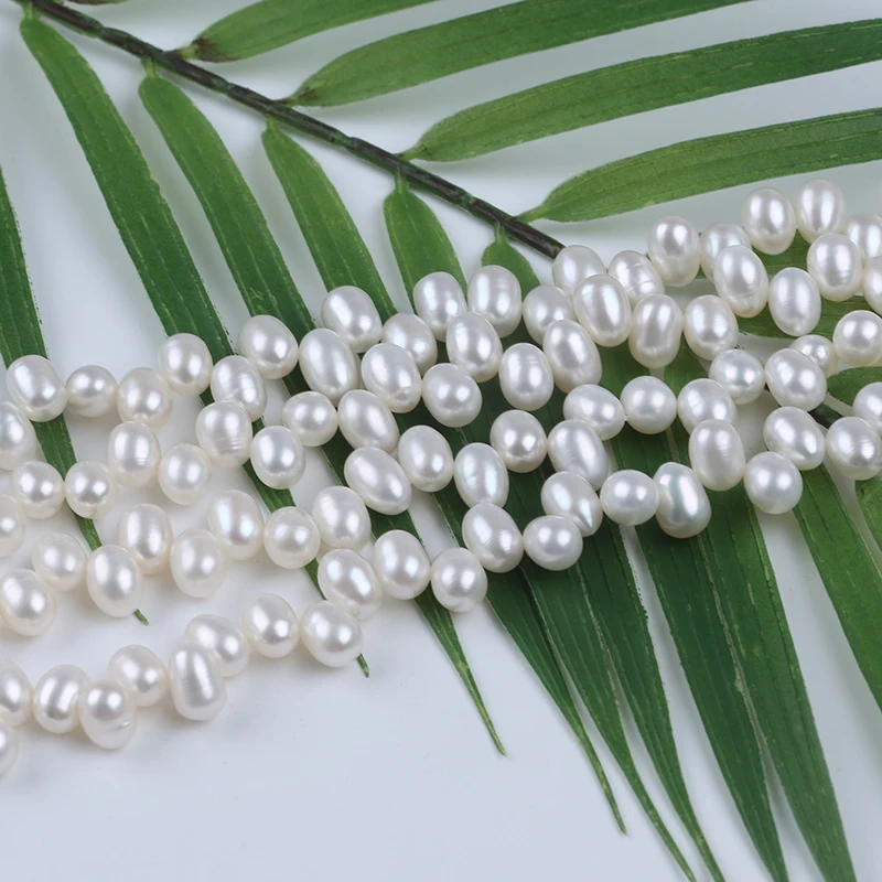 

Top Drill 6-7mm White Color Natural Loose Real Freshwater Rice Pearl Beads Strand