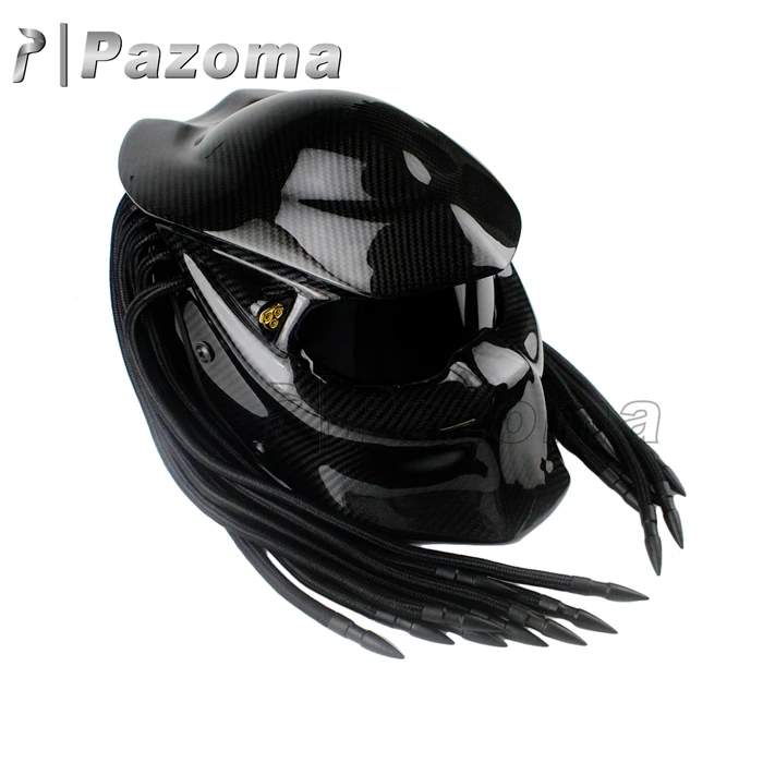 Safety Certification High Quality Black Predator Carbon Fiber Motorcycle Helmet Full Face Iron Man Helmet