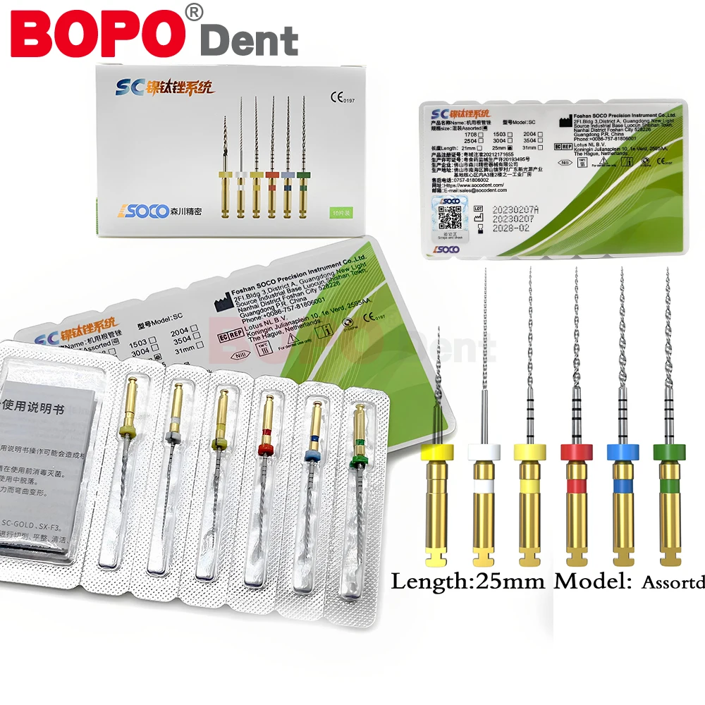 Dental Rotary Files Files 04 25mm SC Pro Soco Coxo Niti File System Assorted Green Packing Root Canal Files Stomatology