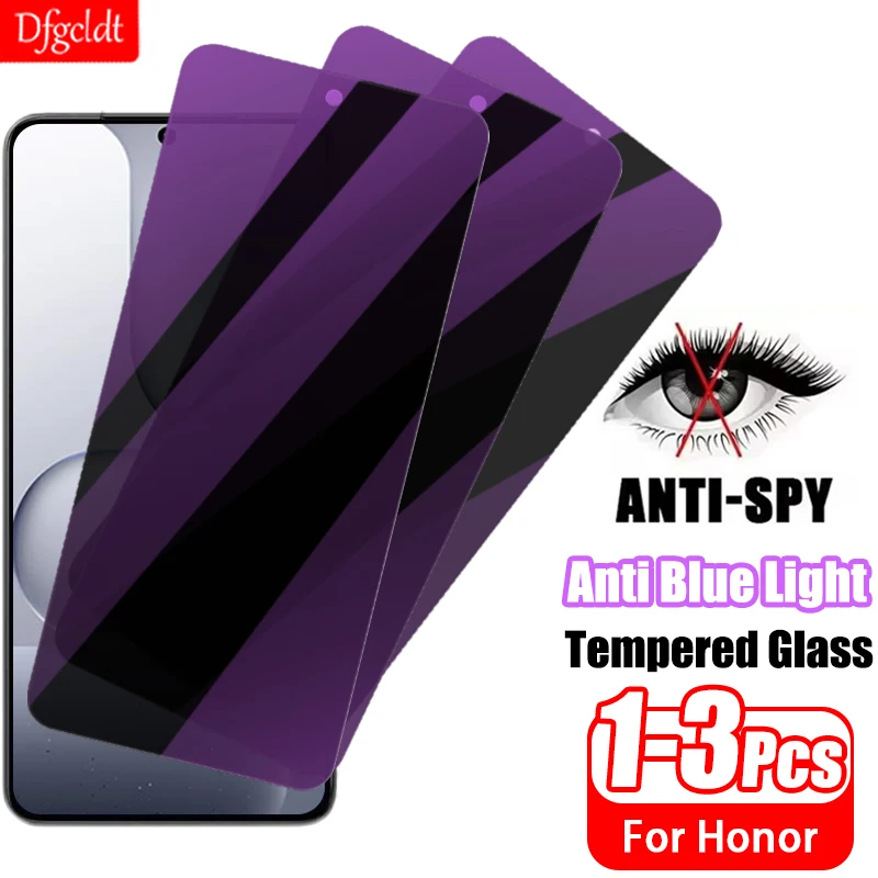 

Anti-spy Blue Light Tempered Glass for Honor 500 400 Pro Power2 Screen Protector for Honor 400 200 90 70 Lite Smart Privacy Film