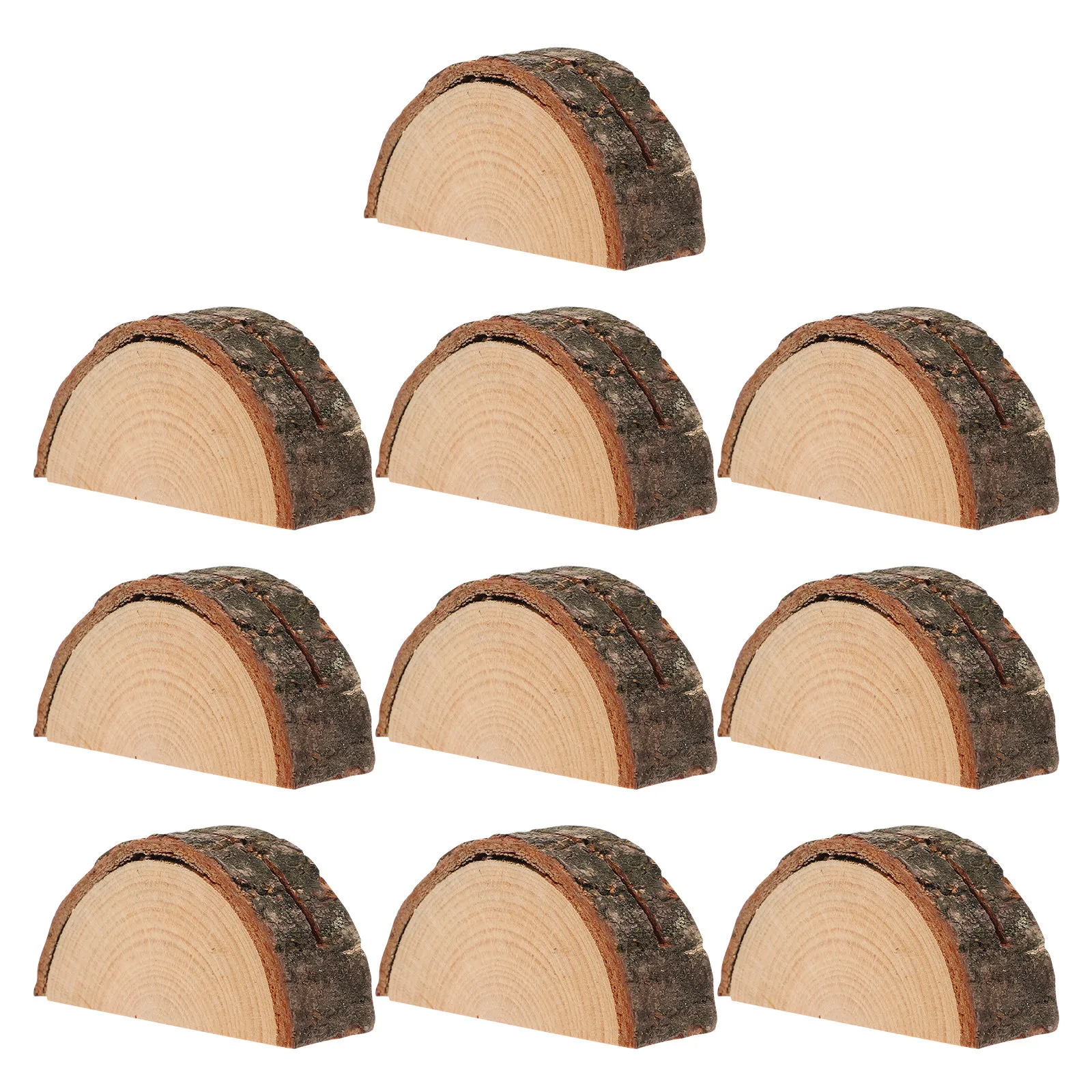 

10Pcs Wooden Half-Round Card Holders Rustic Table Display Stands Photo Menu Name Place Number Sign Clips Card Holder