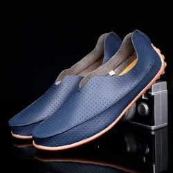 Mens Shoes Casual Luxury Brand Summer Men Loafers Genuine Leather Moccasins Light Breathable Slip on Boat Shoes