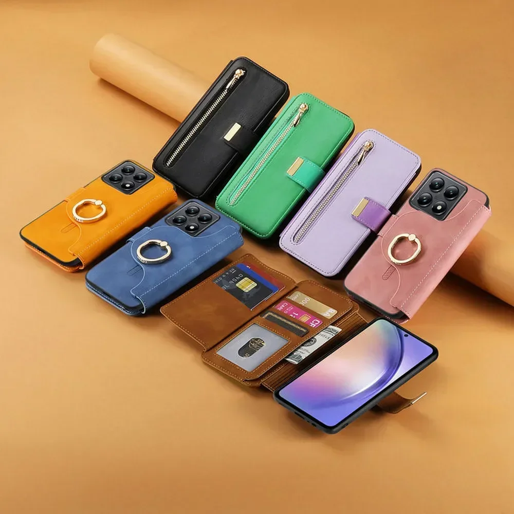 For Oneplus 13 13R 15 5G Case 2In1 Leather Zipper Wallet Funda OnePlus 15R Magnet Back Cover One Plus ACE 5 Pro 6 6T 12R Etui