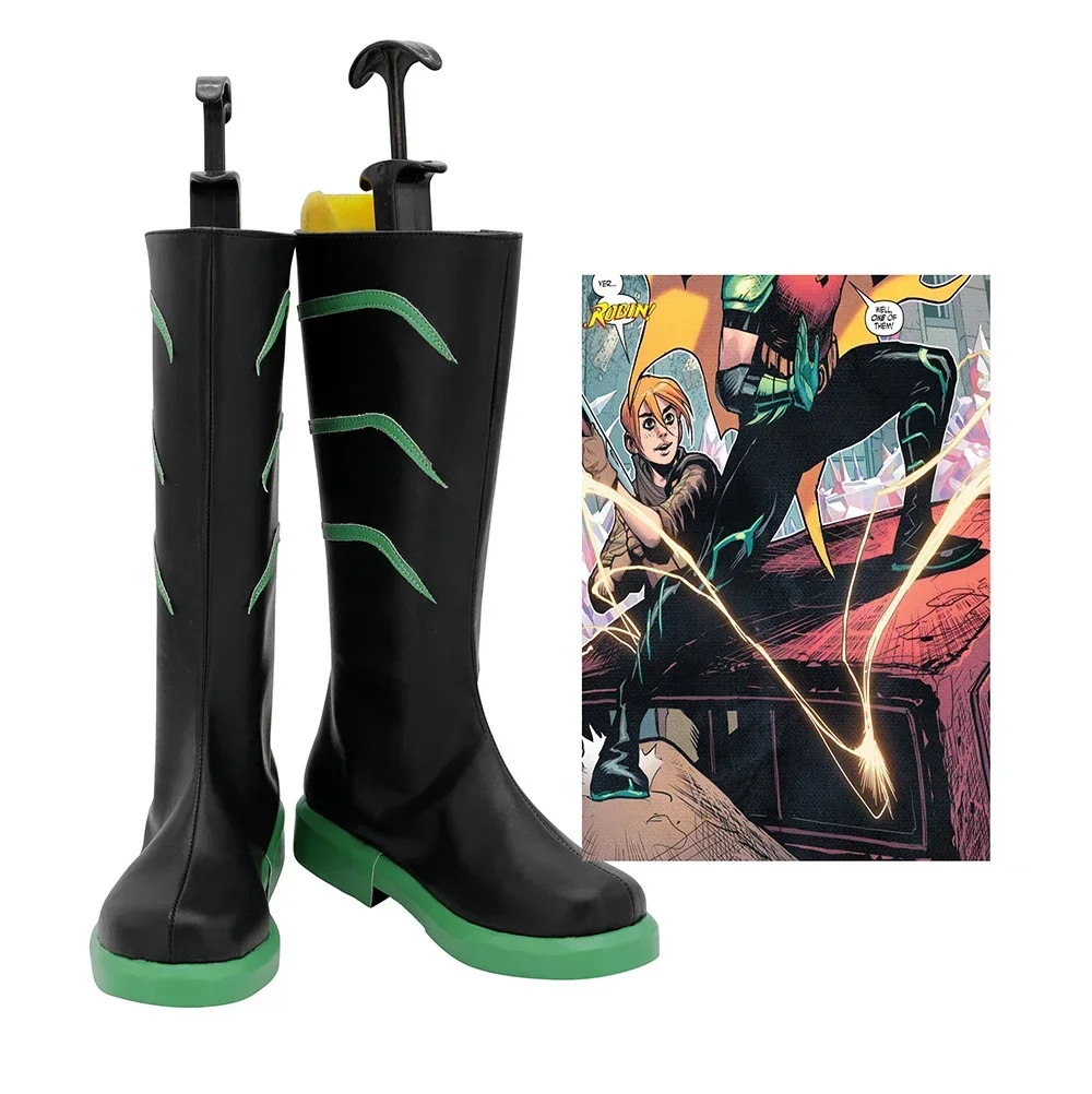 Young Justice Red Robin Tim Drake Cosplay Boots Black Shoes Custom Size for Men Women