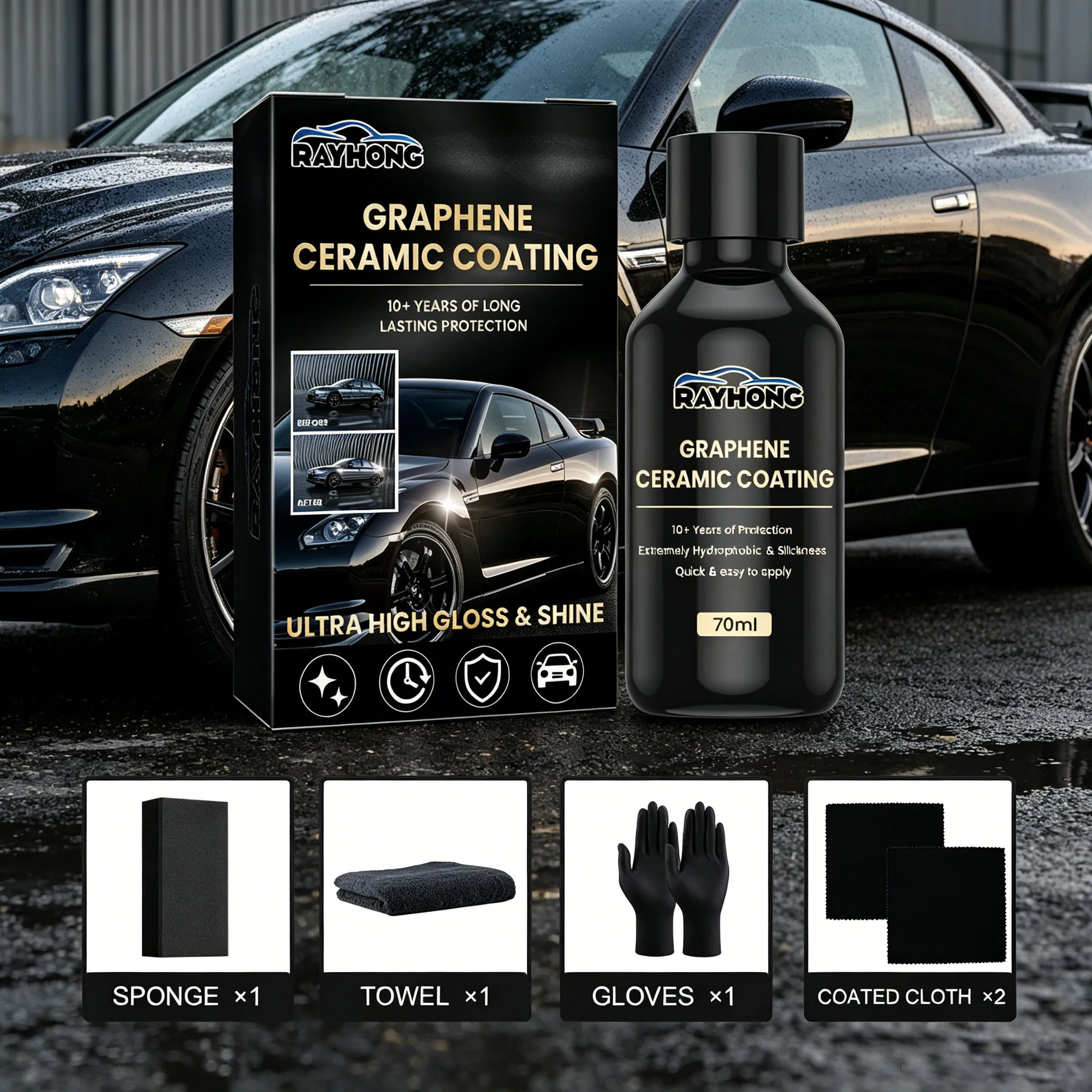 Car Graphene Ceramic Coating High Temperature Scratch Resistance Boosts Paint Hardness Brightness Hydrophobic Maintenance Liquid