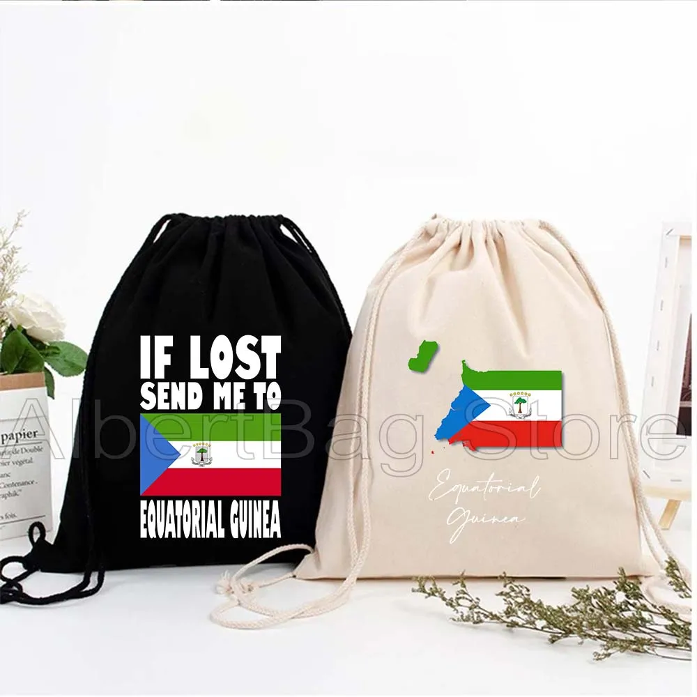 

Equatorial Guinea Map Flag Cute Gifts Canvas Drawstring Bags Soccer Backpack Gym Cotton Sackpack Workout Sports Yoga String Bag