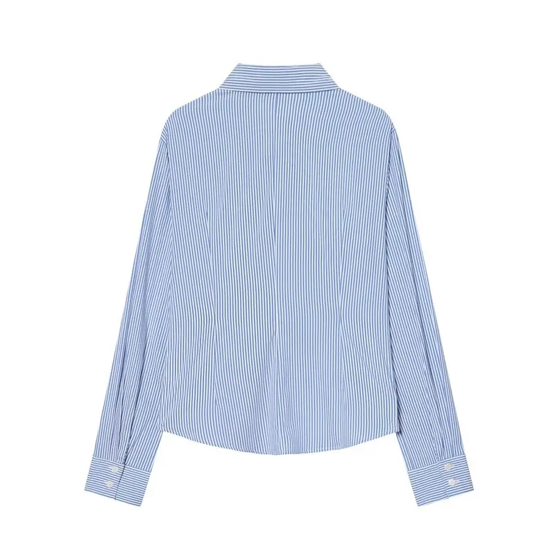 Slim Fit Longo Sve irt Gola Plissado Design Versátil Sle Feminino Faion Outono Inverno Nova Chegada Commute Sle