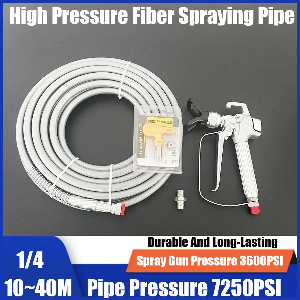 7250PSI Airless Spray Hose Kit Spray Gun 1/4BSP Double-Layer Fiber Nylon Tube With 517 Tip And Tip Protection Device