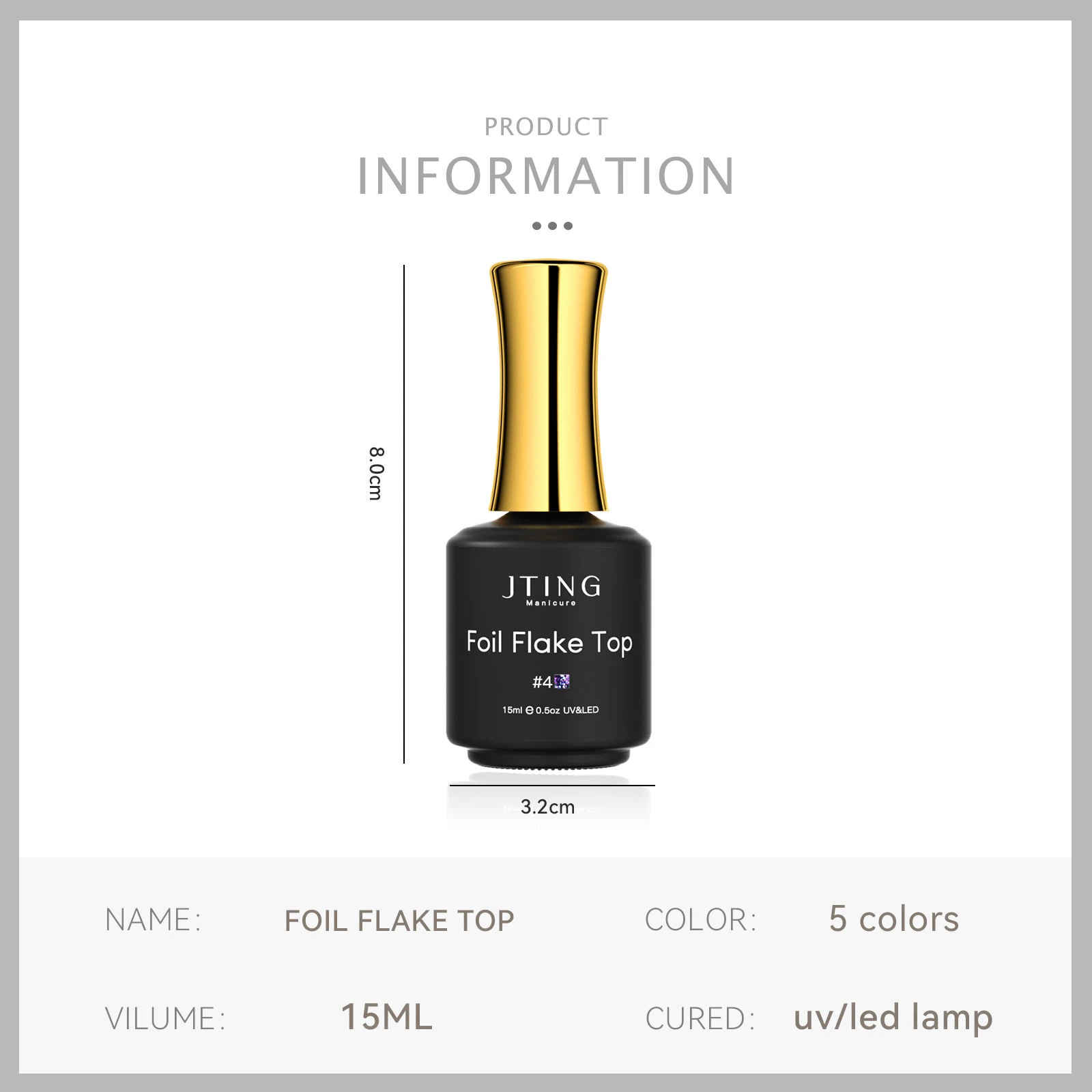 JTING 1 قطعة 15 مللي 5 ألوان عالية الصباغ لامعة فلاش بريق الأظافر احباط تقشر هلام البولندية معطف فوقي #2