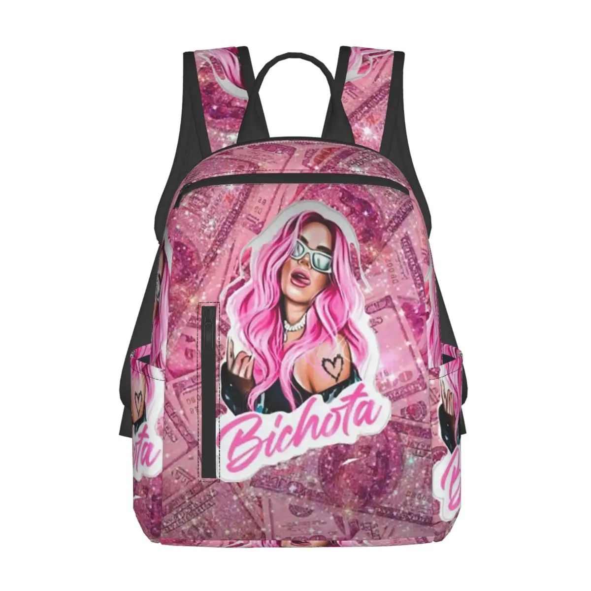 Karol G Happy Valentines Day Backpack Daypack Large Capacity Boys Girls BookBag School Bag Shoulder Bags for Men Women