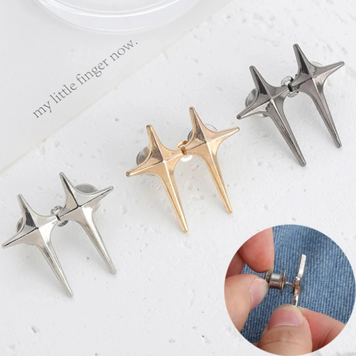Botões de metal destacáveis apertador de cintura acessórios de roupas fivela de cintura ajustável cruz estrela forma jean botões pinos