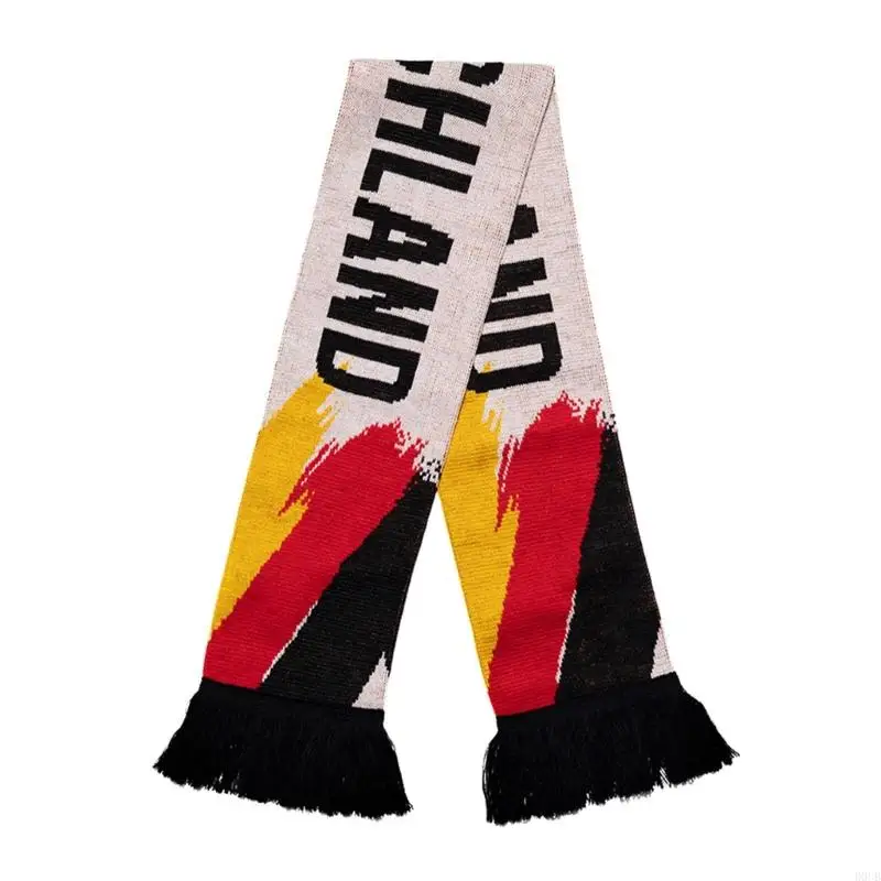 Multiuse Germany Soccer Scarf with Tassels Deutschland Theme Shawl for EuropeanCup Fans Comfortable and Easy to Maintain