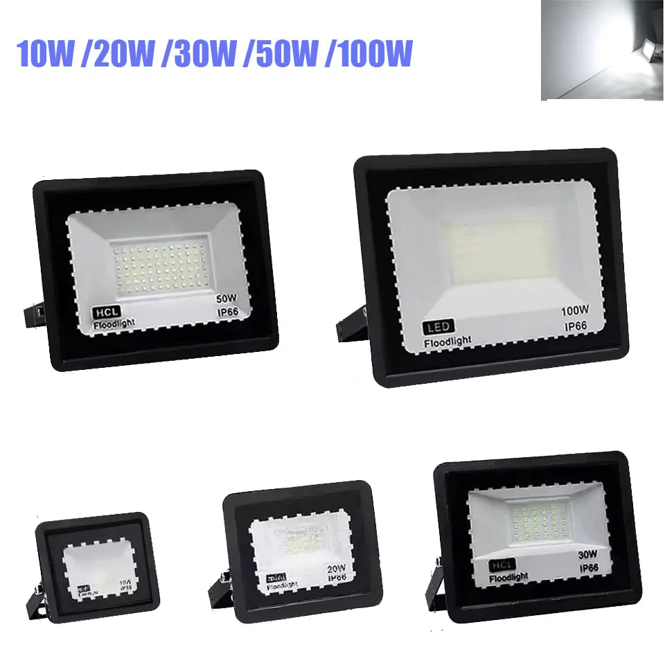 LED Flood Light 10W 20W 30W 50W 100W AC220V Outdoor IP66 Waterproof Reflector Spotlight Street Light Wall Lamps Garden Lighting