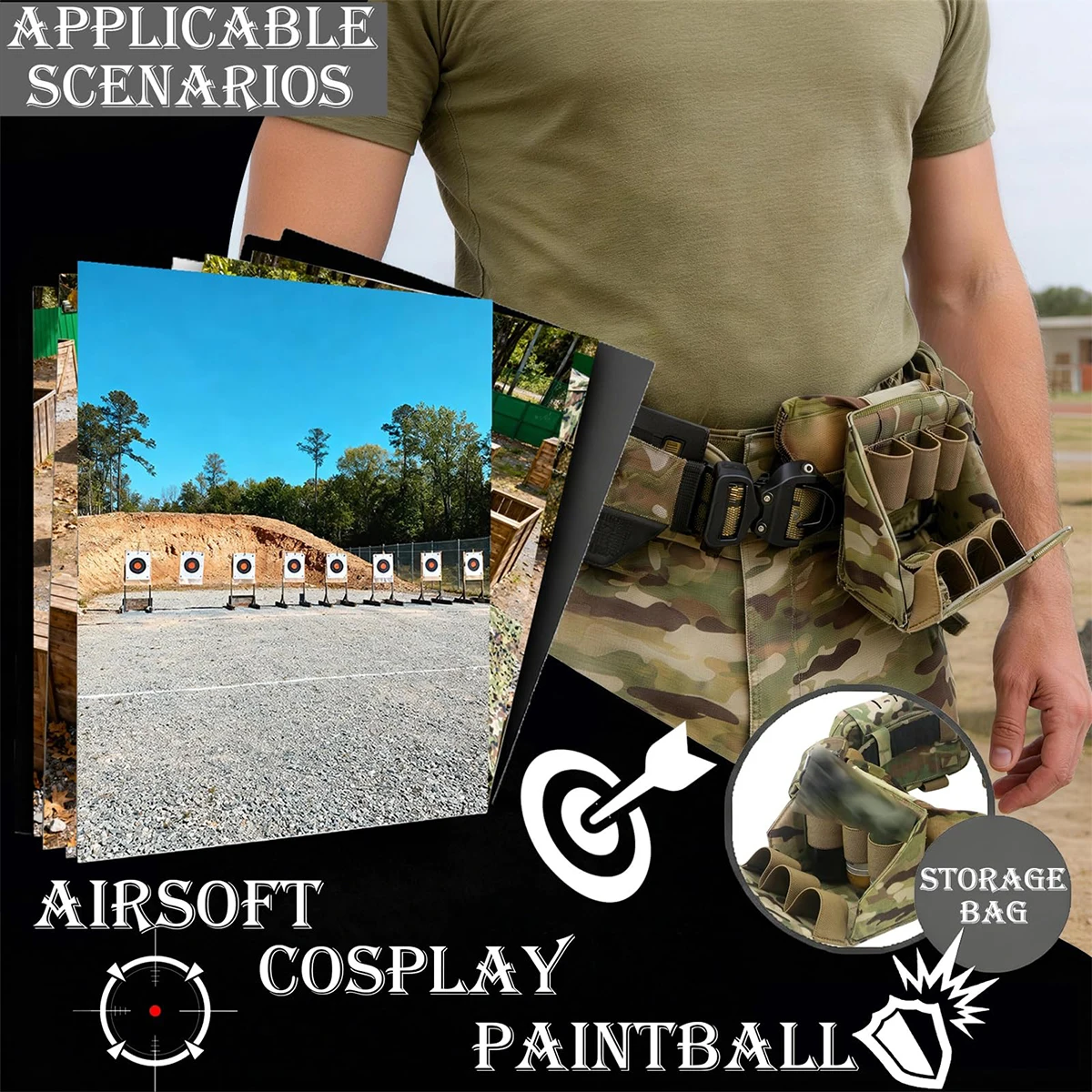 6-Cell 40mm Grenade/Utility Pouch Tactical MOLLE Triple Ammo Bag for Smoke Flash Stingball Rounds for Outdoor Airsoft Wargame