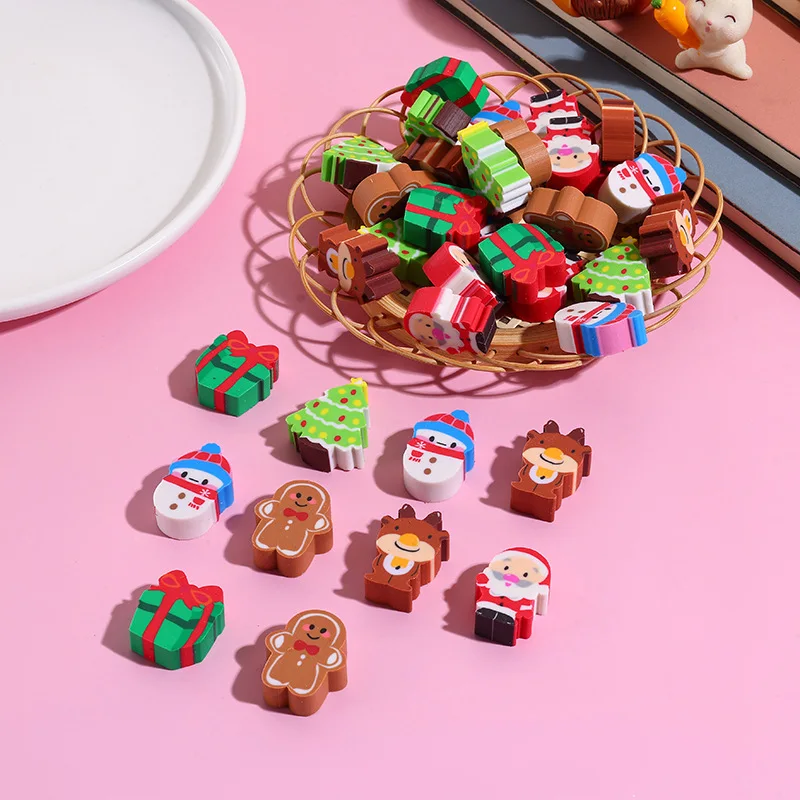 300/150 Pieces of Randomly Assorted Mini Santa Claus, Snowman, and Christmas Tree Shaped Erasers, Including Christmas Trees, Santa Claus, Reindeer, and Gift Boxes, Creative Christmas Erasers, Perfect for Christmas Stoc