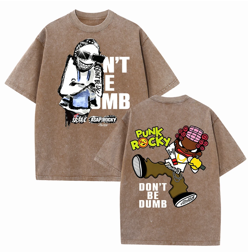 Asap-Rocky Don’t Be Dumb Tour 2026 Vintage Washed T-shirt Unisex Oversized Cotton Streetwear Hip Hop Graphic Print Tee Tops view 5