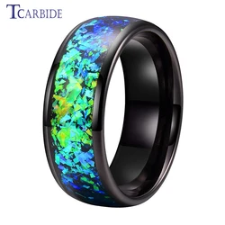 Very Beautiful Bright Opal Ring 8mm Men Women Tungsten Engagement Wedding Band Domed Polished Comfort Fit