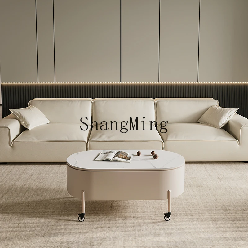 LXY oval lift coffee table living room home removable multi-functional retractable coffee table