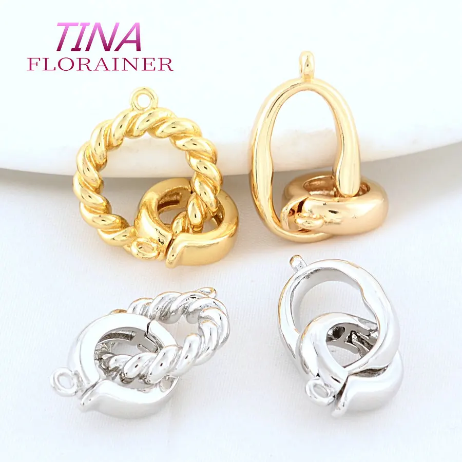 30MM 28MM 18K Gold Color Brass Round Bracelets Connect Clasps High Quality Diy Jewelry Findings Accessories