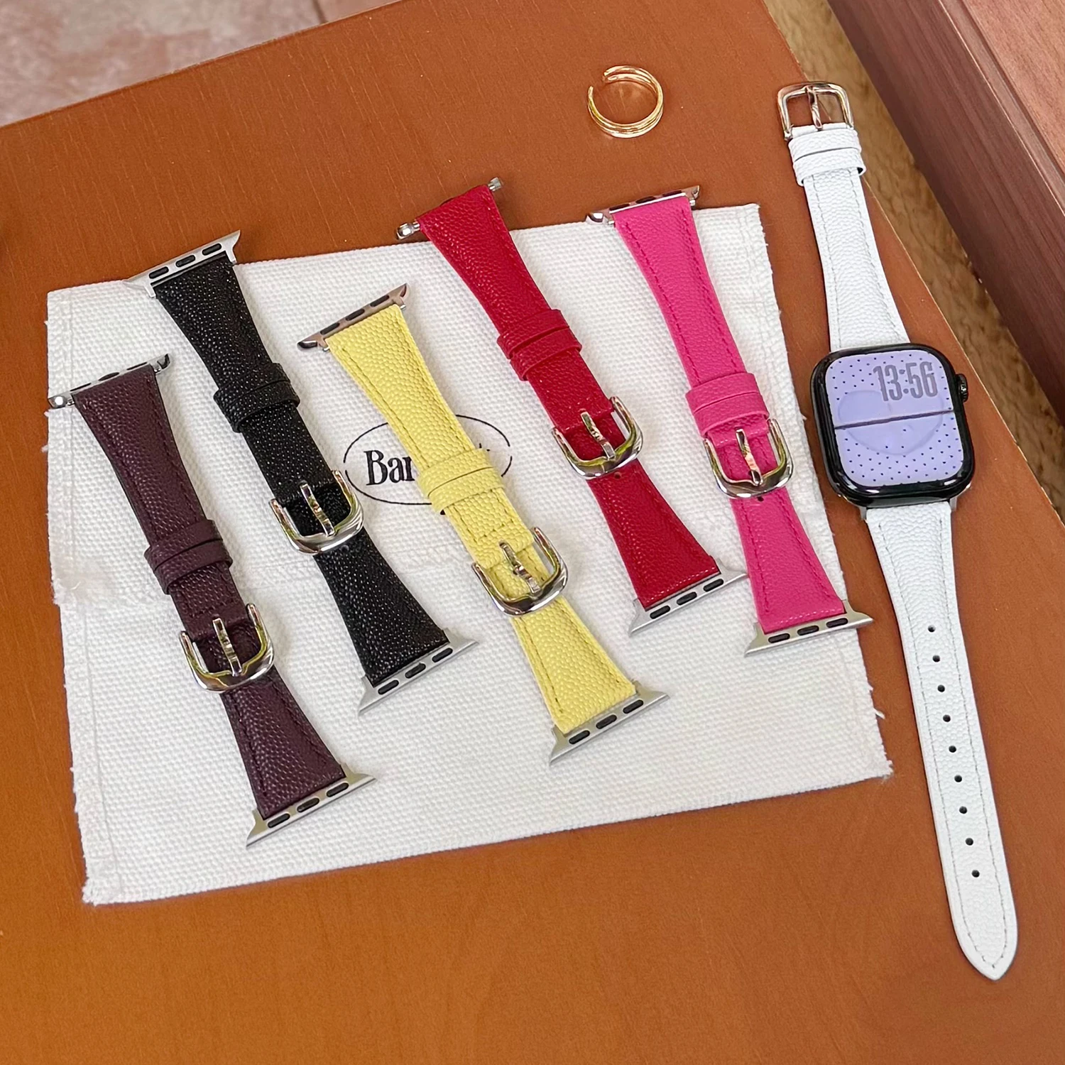 

Ремешок из натуральной кожи премиум-класса для Apple Watch S11 S10 46 42 45 44 41 Женский ремешок 40 мм, совместимый с iWatch Series Ultra 49 мм