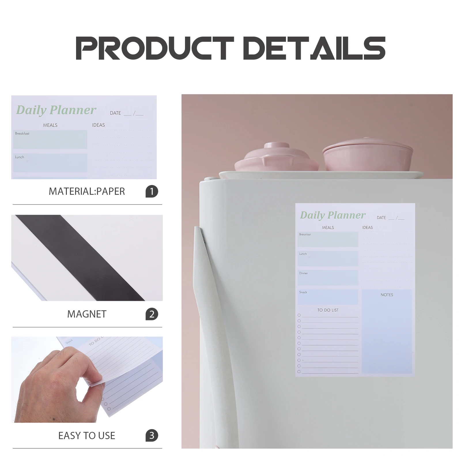 

Magnetic Day Plan Notebook Pads Things to Do Notepad Tearable Paper Daily Agenda Mini