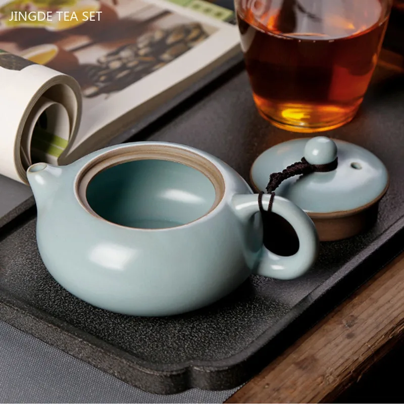 Ru Kiln Ice Crack Glaze Xishi Tea Pot Household Ceramic Tea Infuser Azure Blue Porcelain Teapot Handmade Beauty Tea Accessories