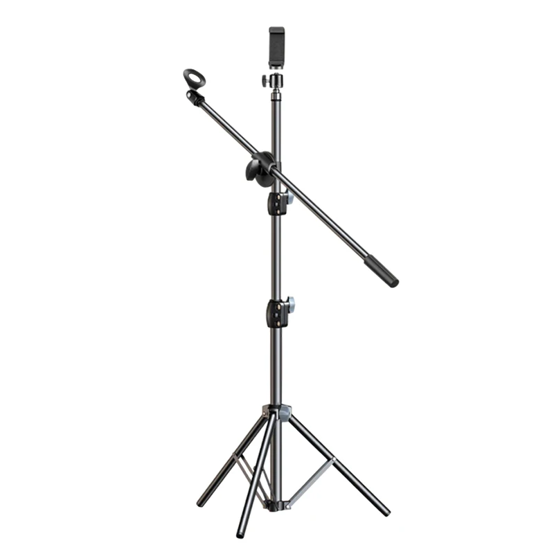 Microfoonstatief met statiefarm 1,7-2,1 m, microfoonstatiefbeugel 66 cm, dwarsarmen met klem en telefoonhouder - afbeelding 2