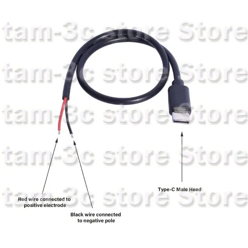 D0UA USB loại C phích cắm nam đến 2Pin Cáp lợn 15W 30cm để sửa chữa hoặc thay thế nhu cầu sạc