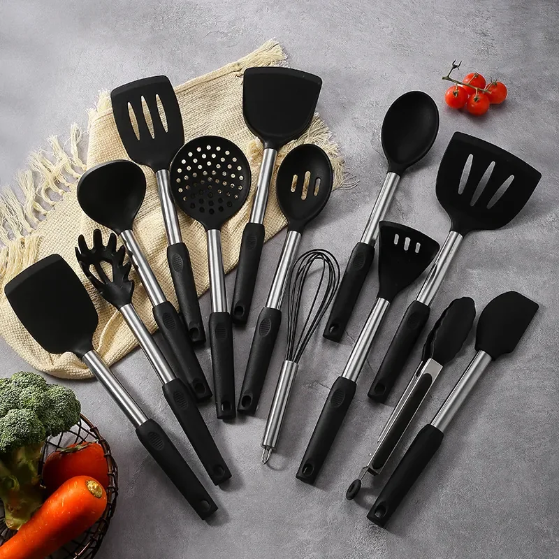 

13Pcs Stainless Steel Silicone Kitchenware High Temp Resistant Cooking Spatula Kitchen Tools Set