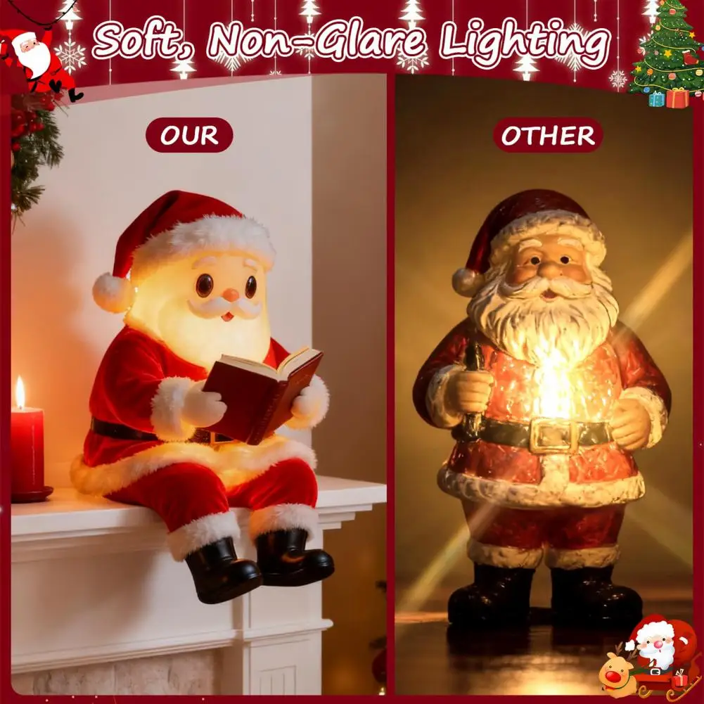 Christmas Reading Light Santa Claus Statue Santa Claus Led Night Lamp Christmas Holiday Desk Decoration Father Christmas Home
