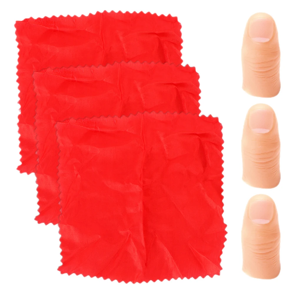 

3 set Silk Scarf Props Lightweight Cloth Kit Fake Finger Gimmick Trick Magician Stage Performance Dance Show Travel