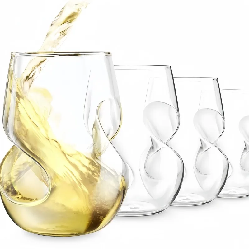 

4pcs Elegant Red Wine Glasses Set Heat Resistant High Borosilicate Glass Water Cup Cocktail Whiskey Beer Twisted Glass Cup