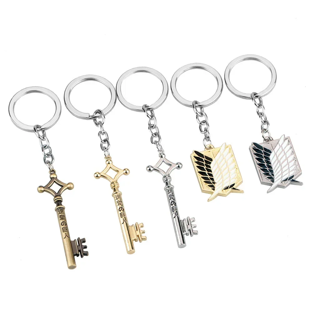 Attack On Titan Wings of Liberty Enamel Keychain for Men Shingeki No Kyojin Metal Pendant Key Ring Anime Fans Car Bag Jewelry