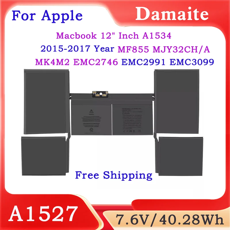 A1527 Laptop Battery for Apple Macbook Pro 12