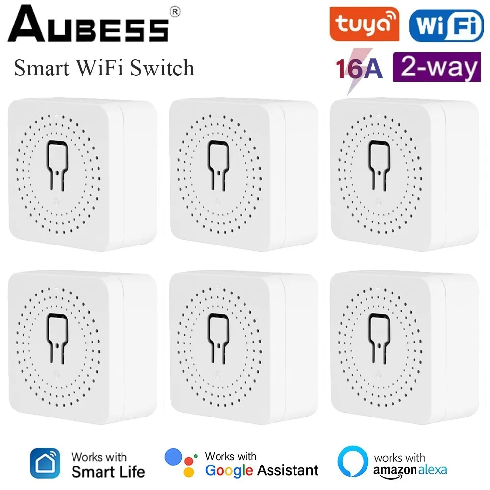 Tuya WiFi 16A Smart Mini Switch Two-way Control Scene Setting Timer Smart Life Remote Control Vias Alexa Google Home Smart Home