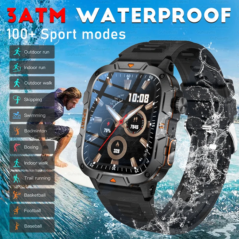 Per Xiaomi Sport Astuto Della Vigilanza Degli Uomini 1.96 "AMOLED Schermo GPS Tracker Torcia A LED 420mAh Batteria Impermeabile Bluetooth Chiamata Orologio