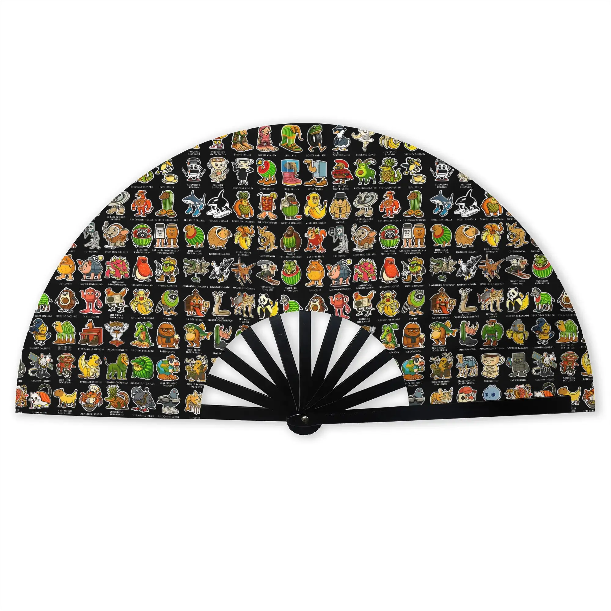 Italian Brainrot Hot Folding Hand Fan Custom Cartoon Game Polyester Fabric Fan Fashion Summer Accessory Decorative Fans