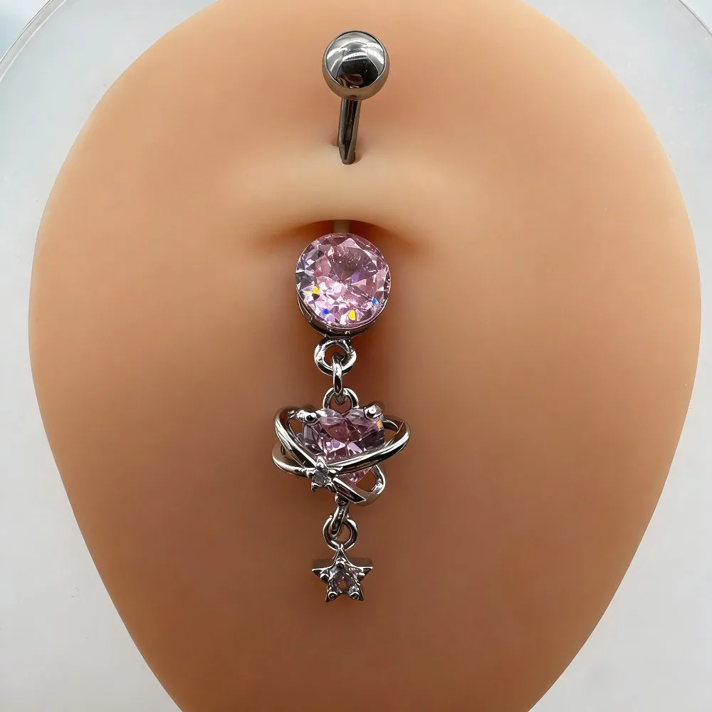 Planet Pendant Copper Titanium Navel Nail Zircon Inlaid Pendant Multi-color Navel Ring Personalized Puncture Jewelry Wholesale