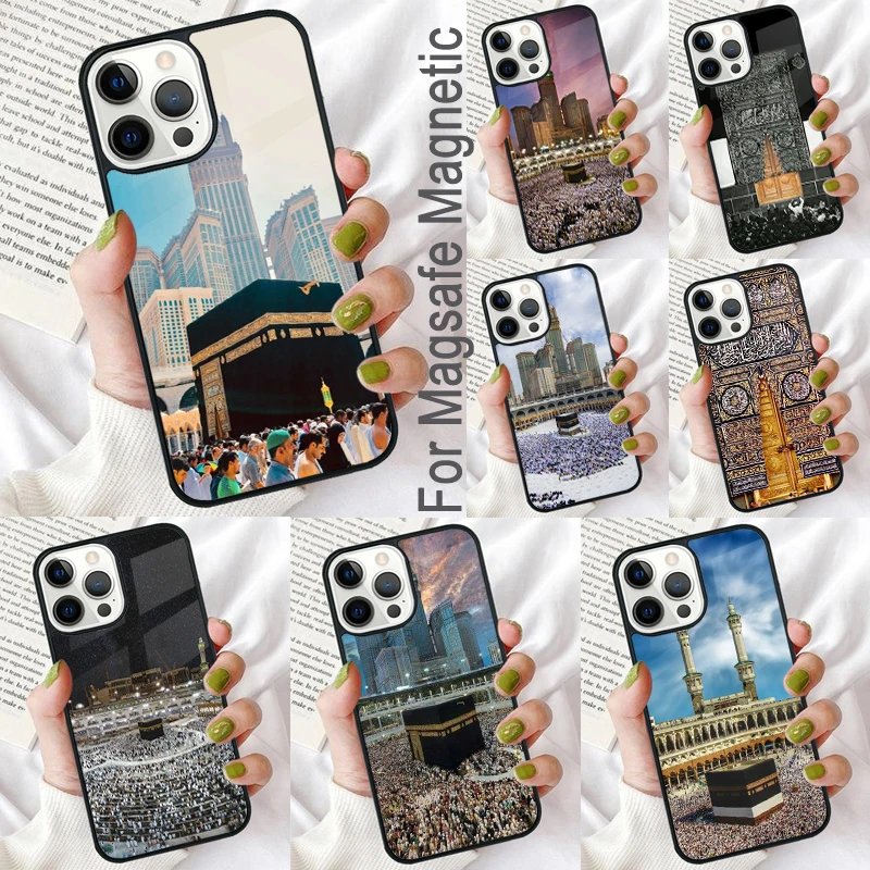 Funda de teléfono suave con peregrino musulmán islámico en Meca para iPhone 17 Air 16e Pro max 15 Pro 13 14 Plus 11 12 MagSafe funda magnética