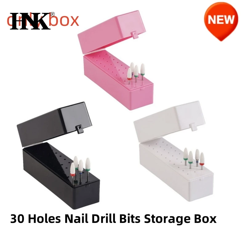 30 Holes Nail Drill Bits Storage Box Nail Grinding Head Holder Stand Display Container Milling Cutter Manicure Organizer Stand