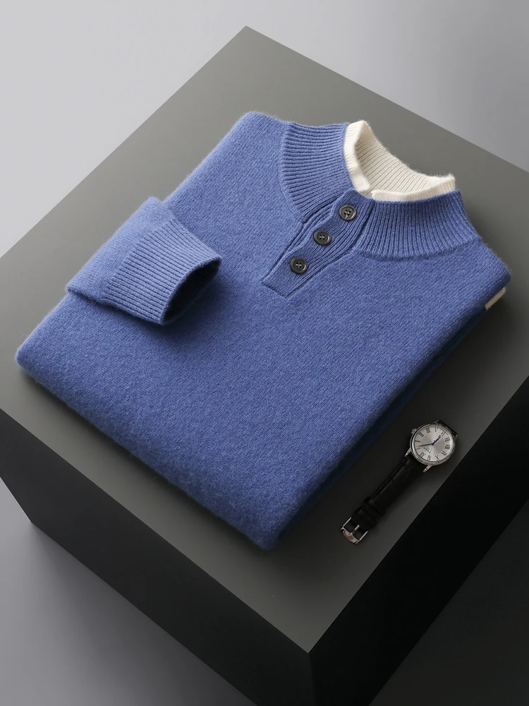 2025 New Chic High Quality Men's Thick Soft Warm Sweater Autumn Winter 100% Cashmere Knitted Pullover Business Male Clothes Tops