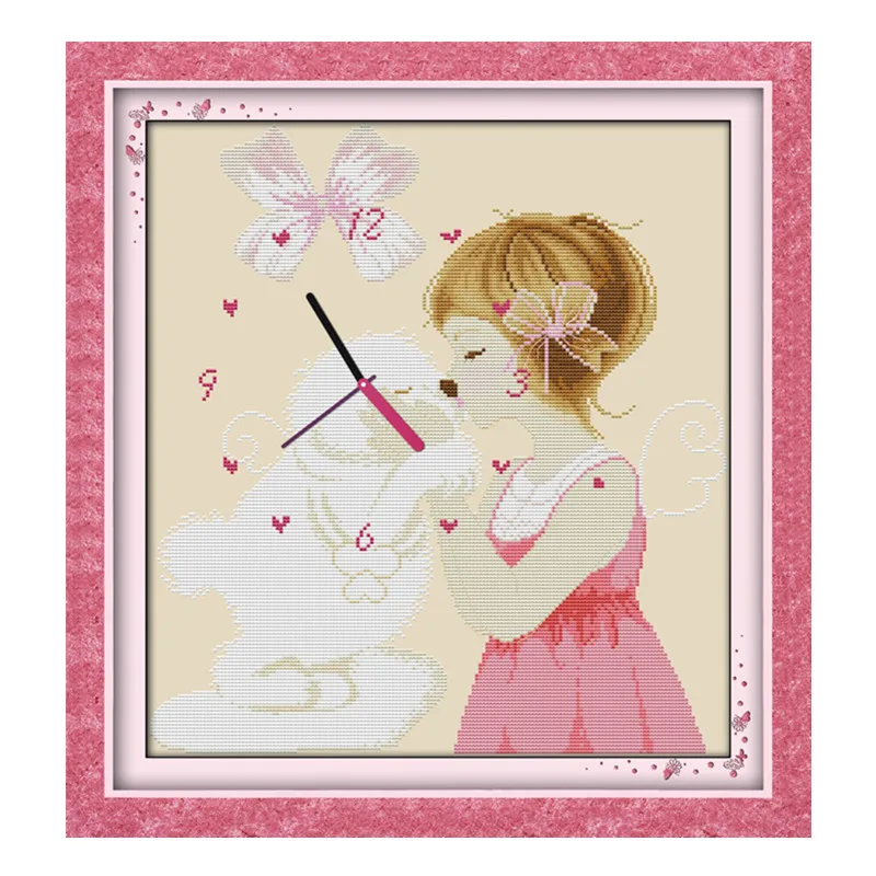 Intimate partner cross stitch kit 14ct 11ct count print canvas wall clock stitching embroidery DIY handmade needlework