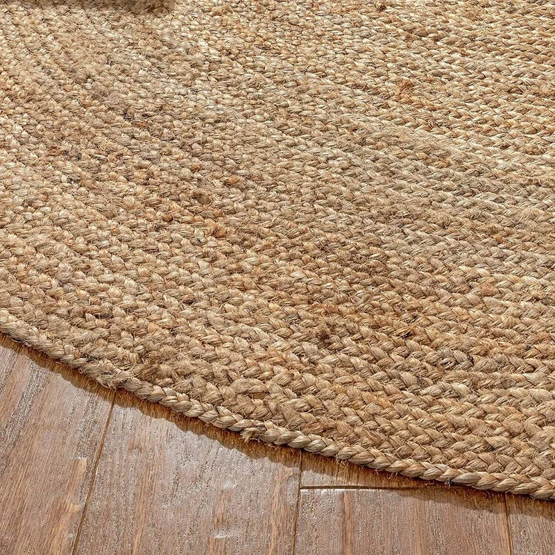 Rug Jute Natural Round Reversible 100% Jute Style Rug Braided Modern Rustic Look