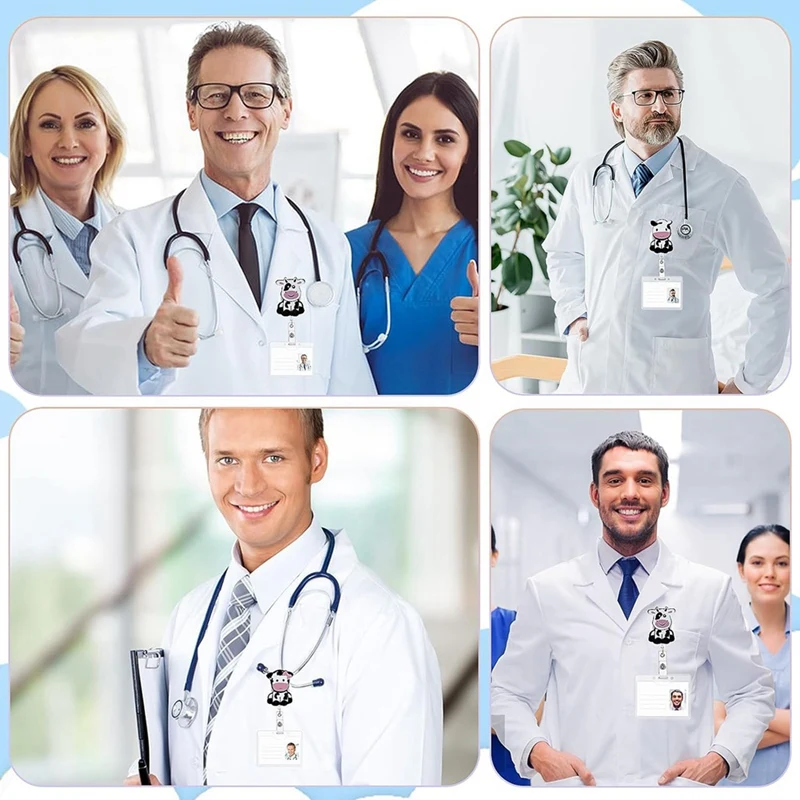 Clips de carrete de insignia de vaca, soporte de tarjeta de nombre de identificación, Clip giratorio, 3 piezas