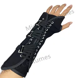 Michael Jackson Punk Rock Music Retro Handmade Fingerless Gloves with Arm Brace Suitable for Adults, Black or White,