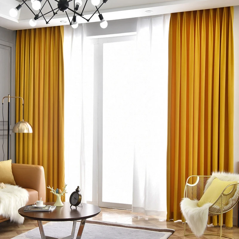 

Home curtains,Blackout Nordic Mink Velvet ,Light Curtains, Living Room, Dining Room, Bedroom Luxury, Royal Yellow Curtain Custom