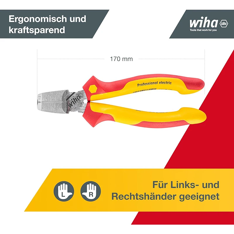 Wiha 38552 TriCut Classic Installation Pliers Professional Electric 170mm