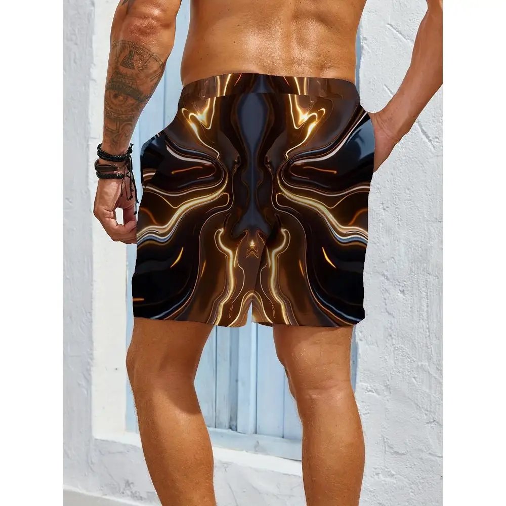 1pcs Men's Short swim trunks2026 Summer 3D Printed Short sleeve Breathable Polyester running Quick drying